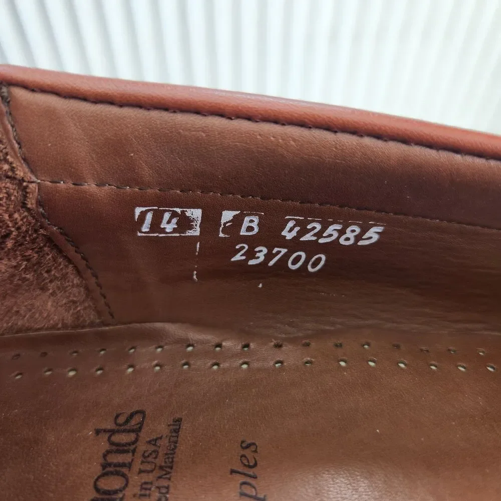 Allen Edmonds Naples Tassel Loafers Men's 14 B Brown Leather Slip On Dress Shoes